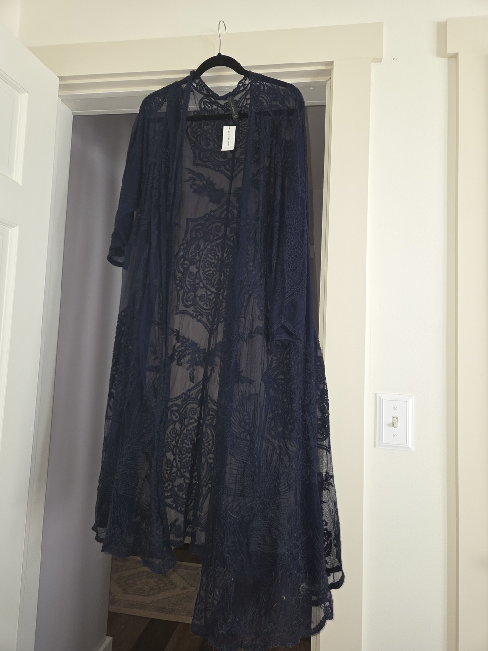 Lane Bryant Navy Sheer Lace Kimono Cardigan